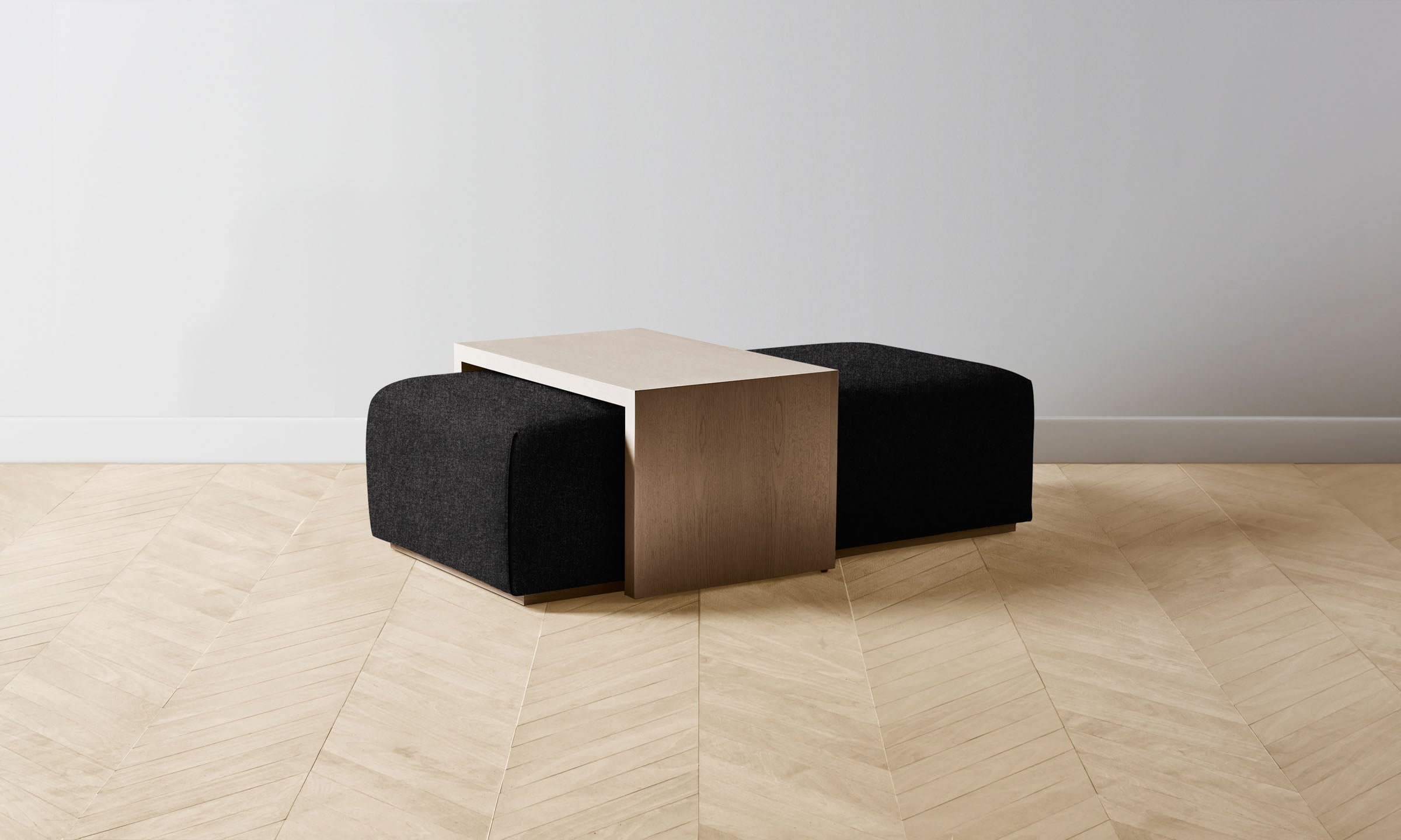 The Bowery Ottoman - Italian Brushed Wool Pepper Fabric - Perfect for Living Room, Bedroom & Office Seating