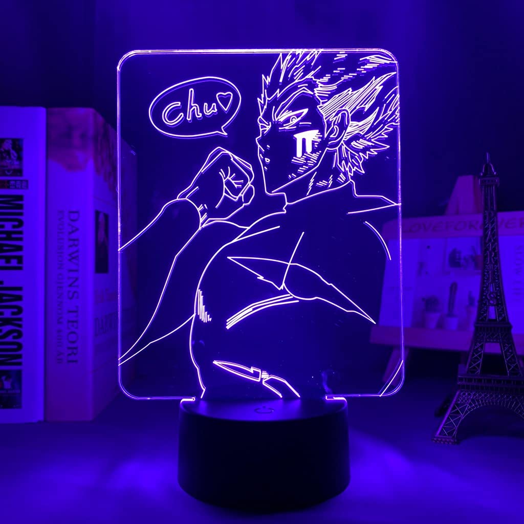 TCXSSL Large One Punch Man Garou LED Night Light - 3D Anime Lamp for Bedroom Decor, Kids Room, Birthday Gift (Blue) | Perfect for Anime Fans, Gaming Room & Nighttime Reading