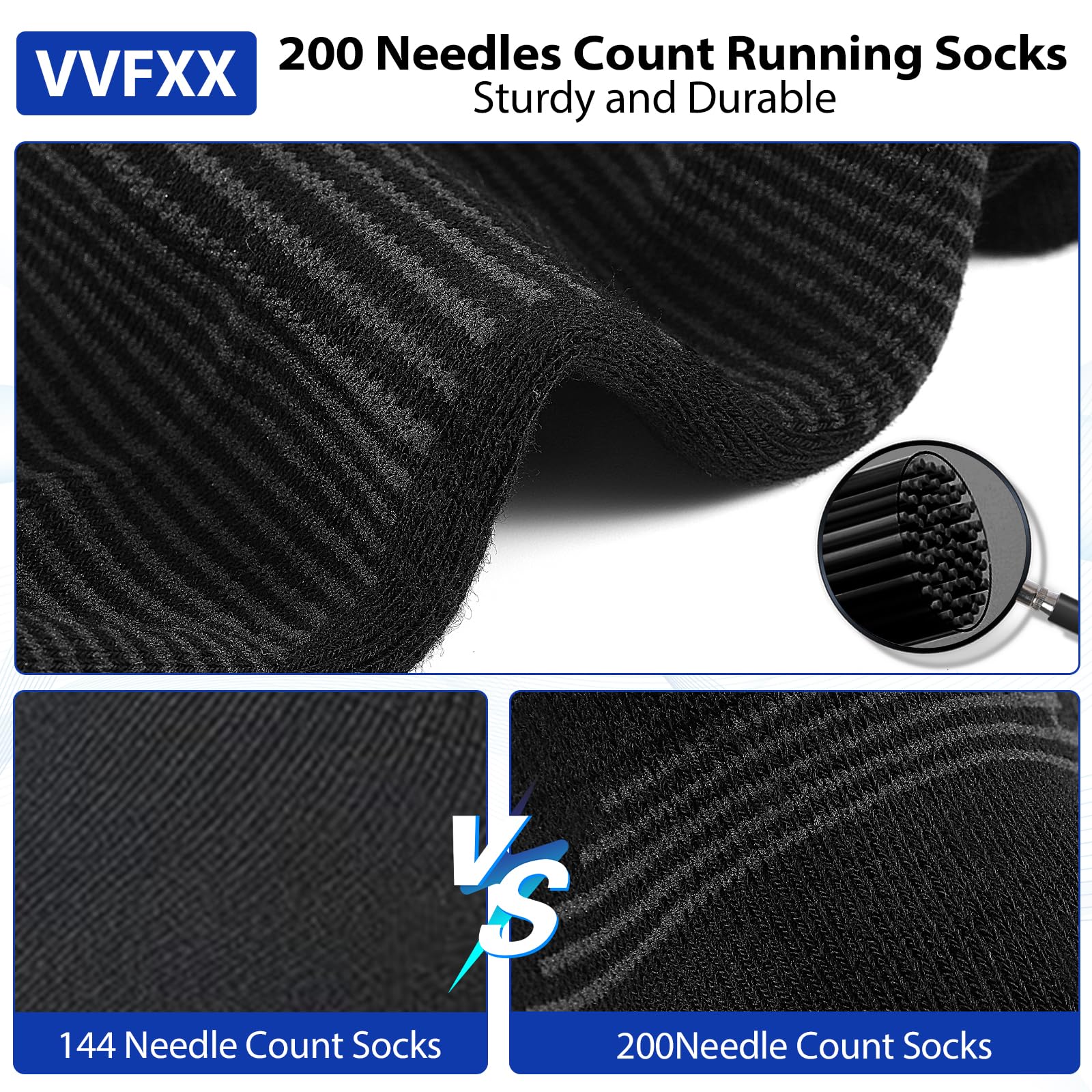 VVFXX Men's Athletic Running Socks - 6 Pairs No Show Ankle Socks with Compression Support for Sports, Gym & Daily Wear - Breathable Moisture Wicking Workout Socks for Men