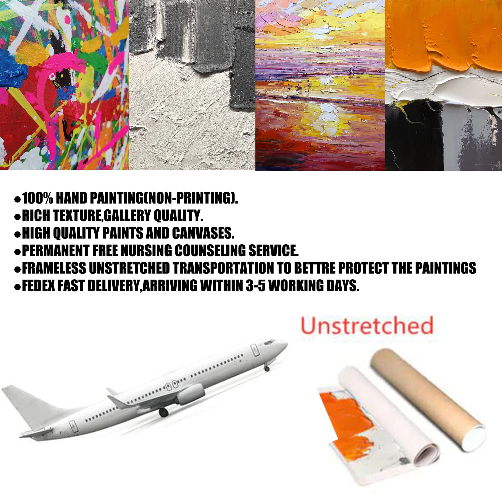 KSALPCH 100% Hand-Painted Original Abstract Oil Painting - 64x32 Inch Unframed Wall Art Decor for Living Room, Bedroom & Office - Textured Modern Artwork Perfect for Hannukah Gifts & Home Decoration
