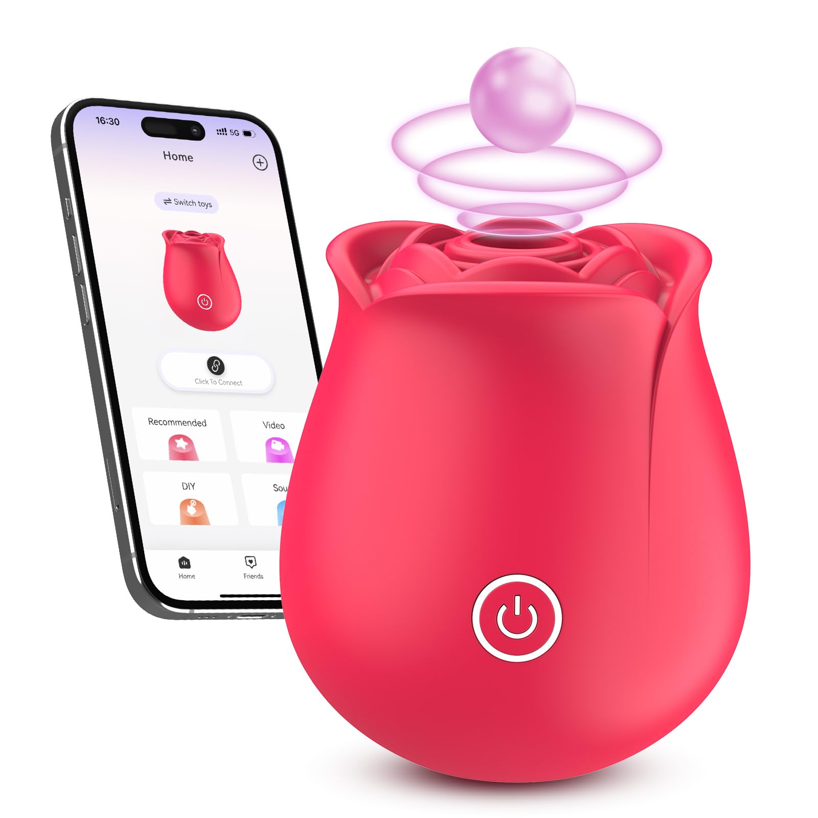 Premium Rose Sucking Vibrator for Women - Dual Stimulation Clitoral & Nipple Sucking Toy with 10 Vibration Modes, Waterproof G-Spot Dildo for Solo Play & Couples - Romantic Bedroom Accessory, Adult Gift for Her