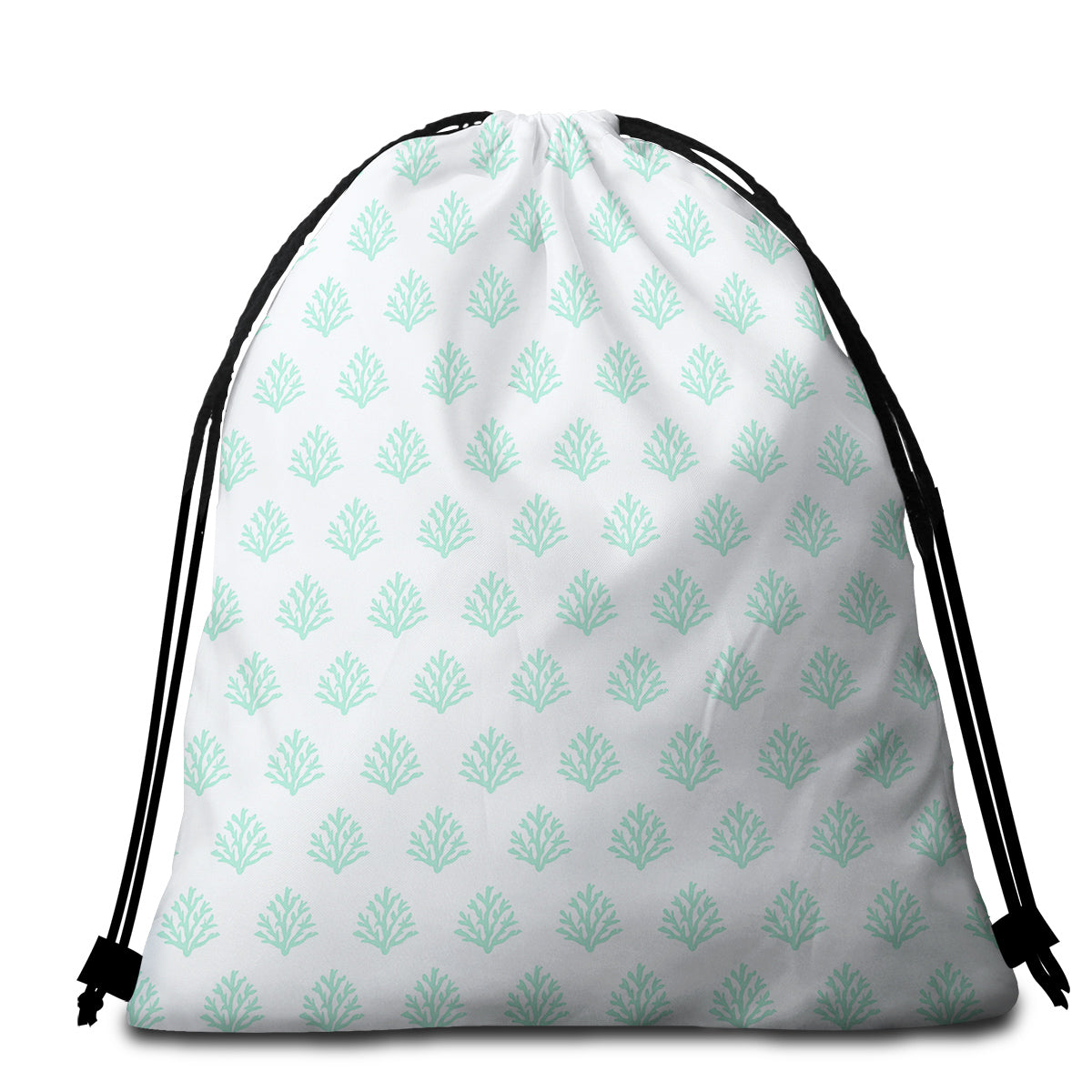 Coral Mint Round Beach Towel - Soft & Absorbent Quick-Dry Sand-Free Towel for Pool, Beach, Yoga & Outdoor Activities