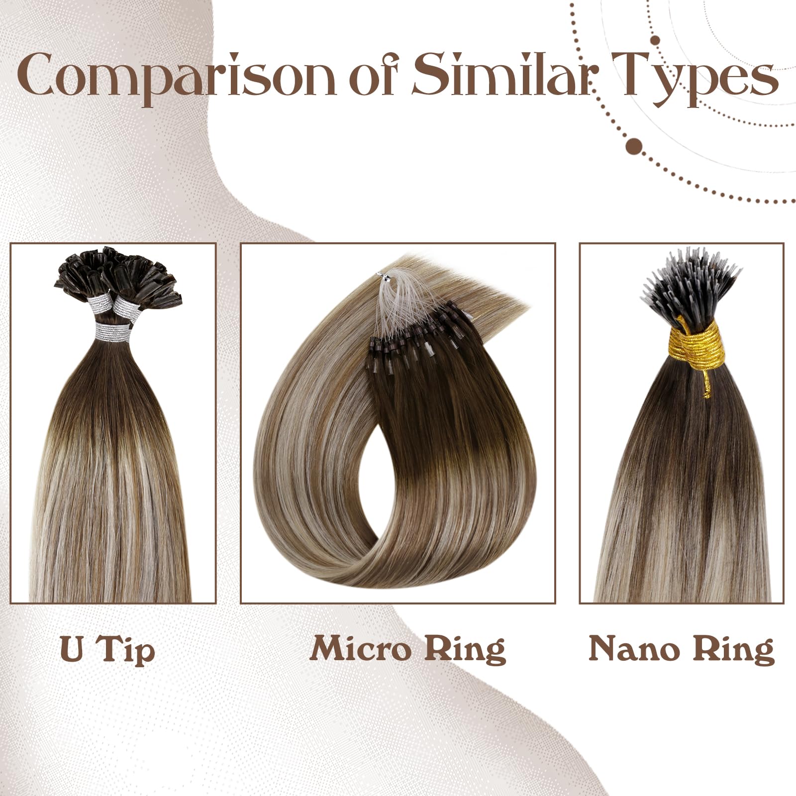 Hetto 18 Inch Micro Bead Hair Extensions - 50 Strands 50g Real Human Hair Straight in Blonde, Dirty Blonde & Golden Blonde Highlights (#17/23) | Seamless Micro Ring & Link Extensions for Volume & Length | Perfect for Parties, Weddings & Everyday Styling