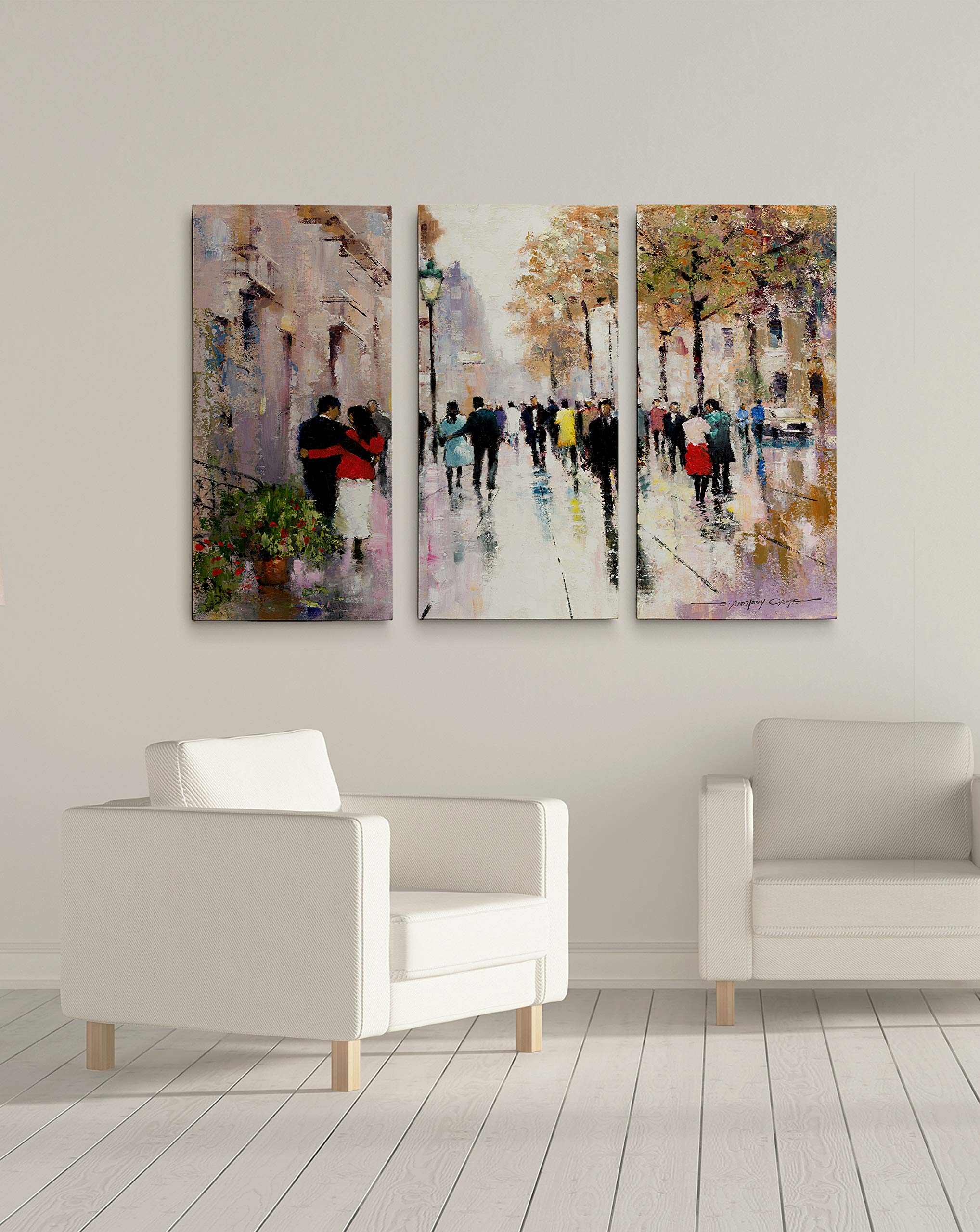 Wexford Home 3-Panel City Paris Afternoon II Canvas Wall Art - Modern Home & Office Decor for Living Room, Bedroom (32x48 Inches) - Perfect for Urban Style Interiors & Gift Giving
