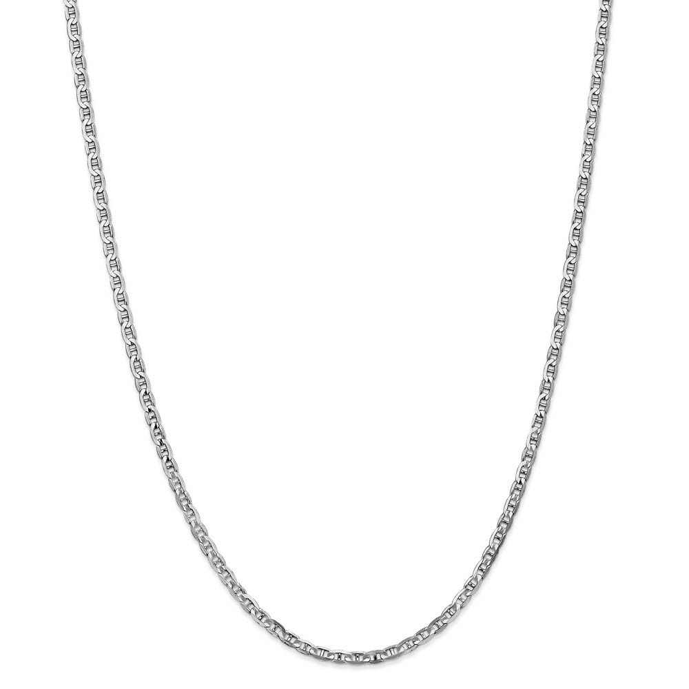 The Black Bow 3mm 14k White Gold Solid Concave Anchor Chain Necklace for Women, Perfect for Everyday Wear, Date Nights, and Special Occasions
