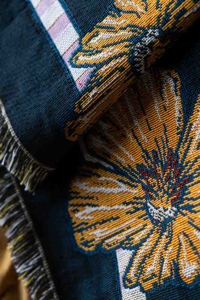 Denim & Bone Midnight Blue Woven Cotton Throw Blanket - Soft & Cozy for Bed, Sofa, or Outdoor Use