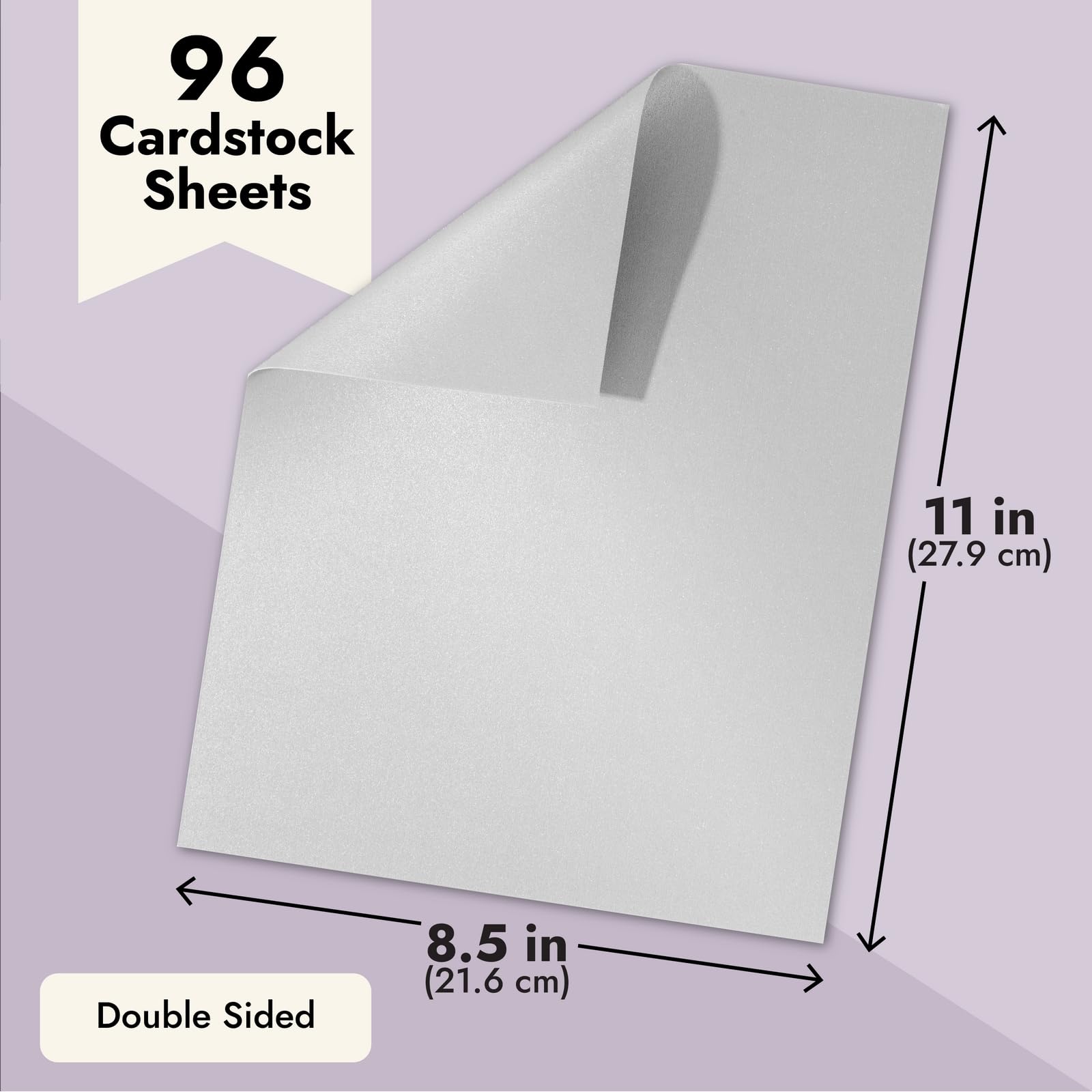 Premium 96-Sheet Silver Metallic Cardstock Paper - 250 GSM Double-Sided Shimmer Paper for Greeting Cards | Letter Size 8.5
