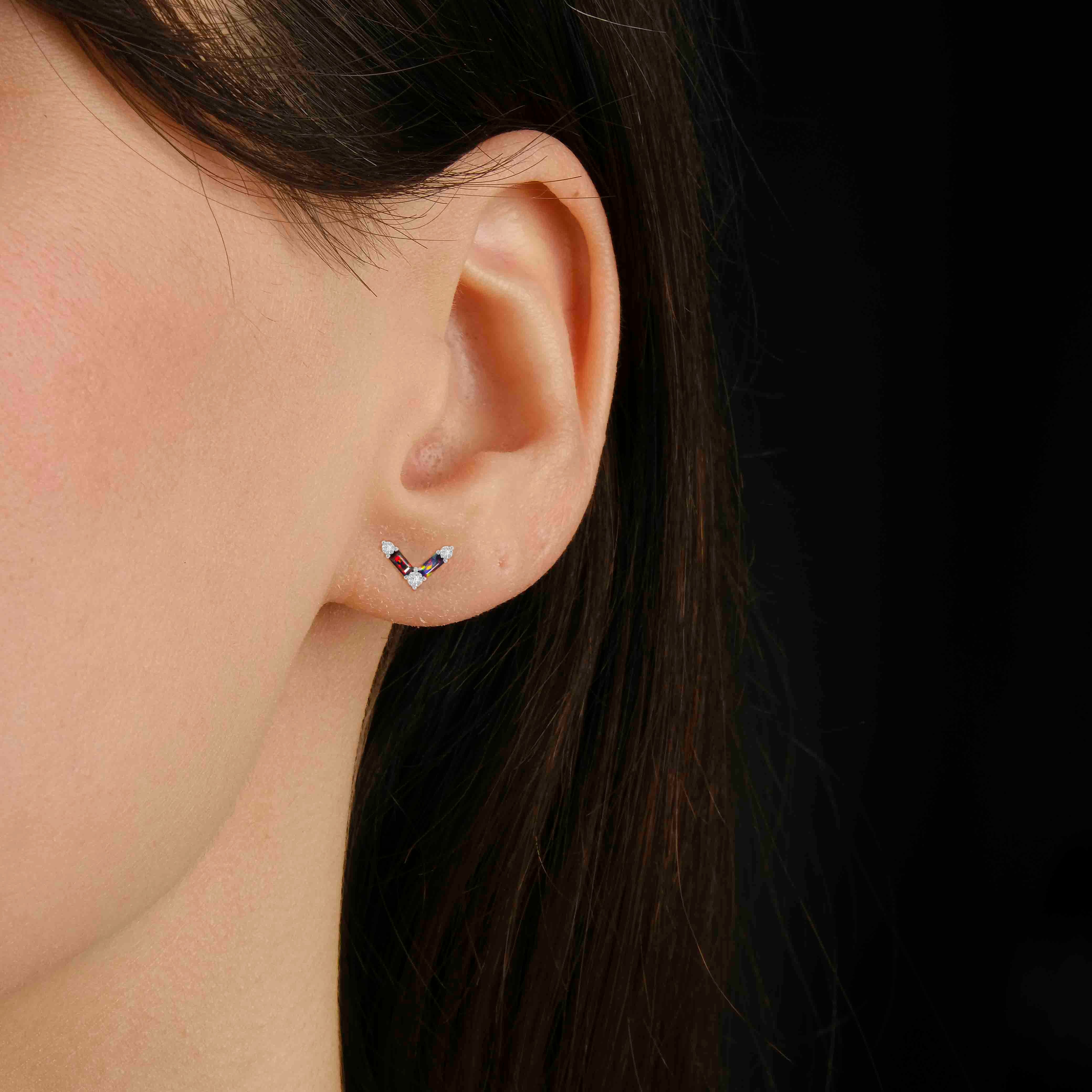 Natural Black Opal AV Style Stud Earrings for Women - Hypoallergenic Sterling Silver Jewelry - Perfect for Parties, Weddings & Everyday Wear