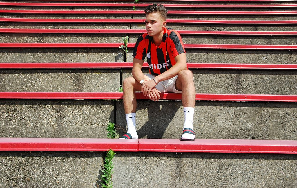 MIDFLD x Terrace Club Retro Milan Inspired Soccer Jersey – Vintage Football Shirt for Men & Women – Perfect for Matchdays, Training & Casual Wear