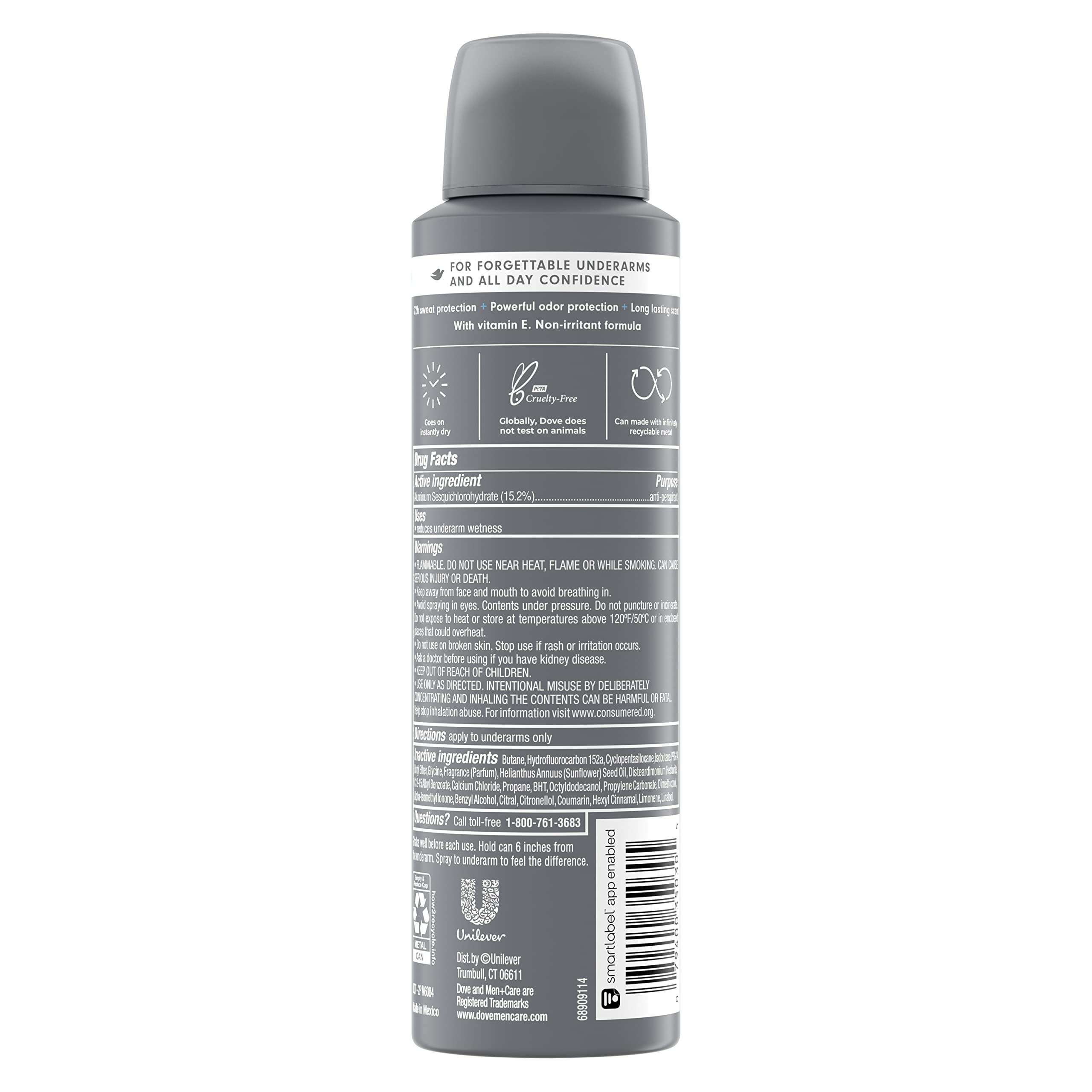 Dove Men+Care Antiperspirant Deodorant Dry Spray for Men - 72-Hour Sweat & Odor Protection, Clean Comfort Scent with Triple Defense Technology, 3.8 oz | Long-Lasting Freshness for Workouts, Office & Daily Use