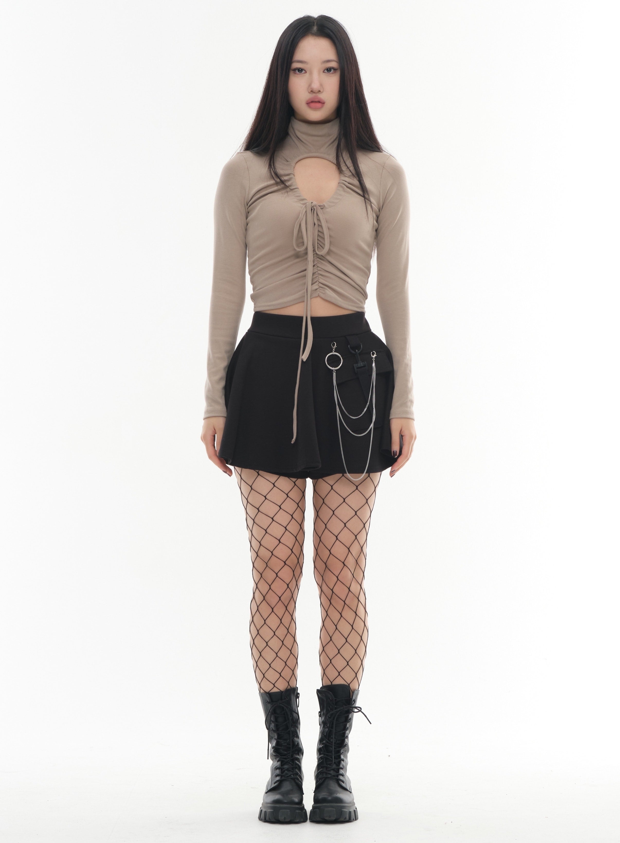 Chain Pocket Mini Skirt - Women's High Waist Denim Skirt with Side Pockets | Fashionable A-Line Short Skirt for Casual Outings, Parties & Streetwear