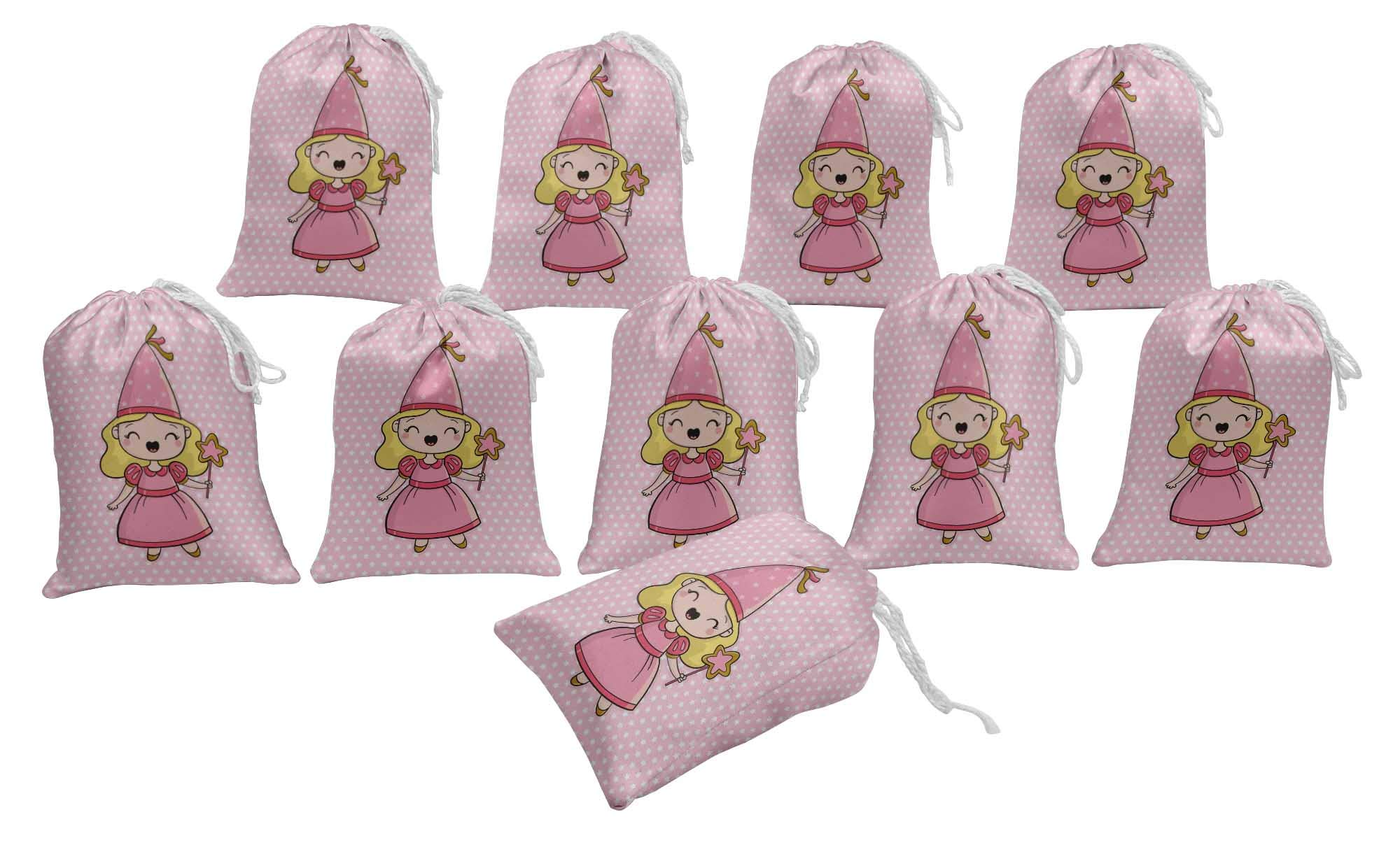 Darling Souvenir Pink Star & Fairy Birthday Party Favor Bags - 15pcs Drawstring Pouches for Kids Birthday Party Favors, Baby Shower Gifts & Wedding Party Supplies