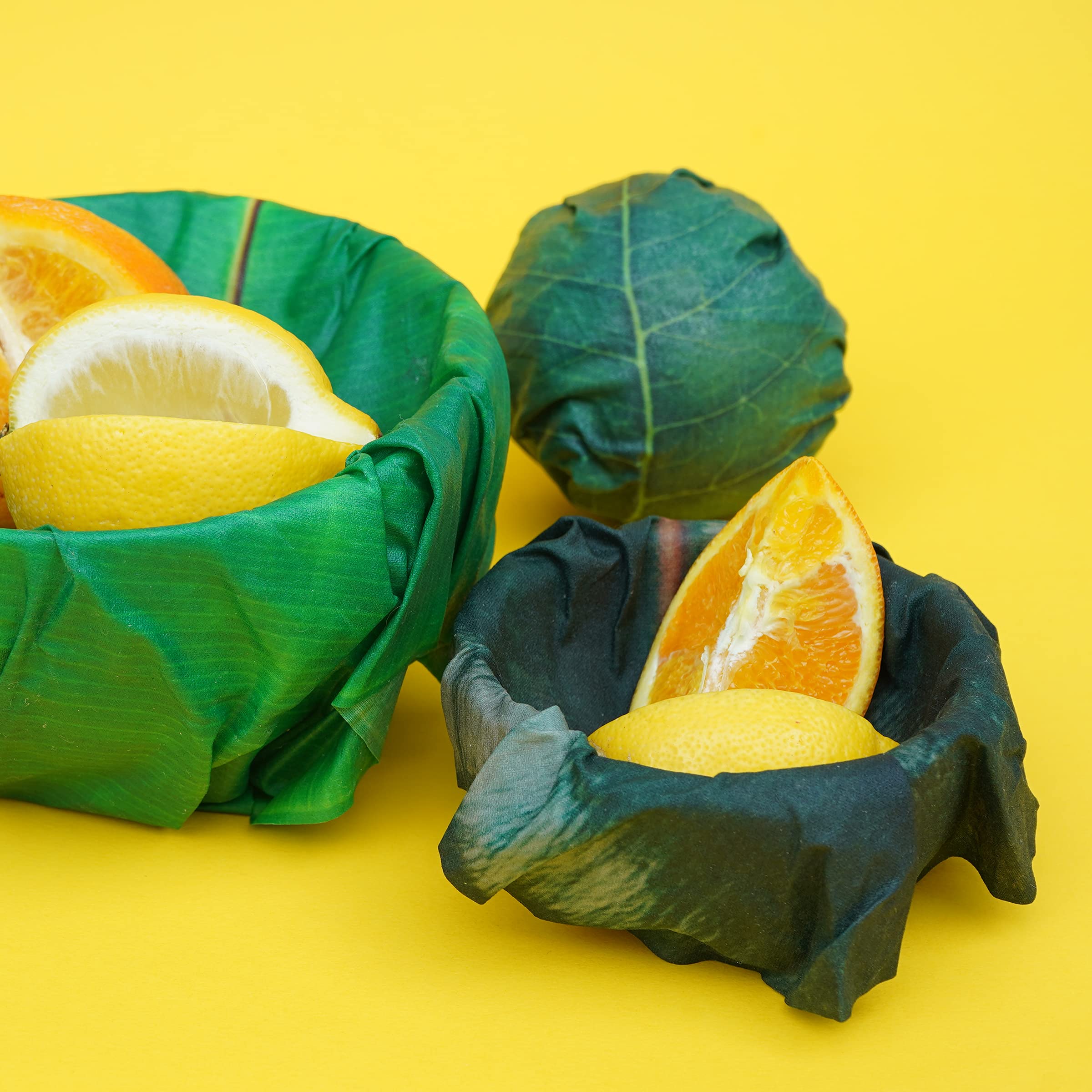 Eco-Friendly Beeswax Food Wraps - Reusable Leaf-Shaped Food Storage Covers for Kitchen & Pantry Organization | Sustainable Alternative to Plastic Wrap for Sandwiches, Fruits & Leftovers