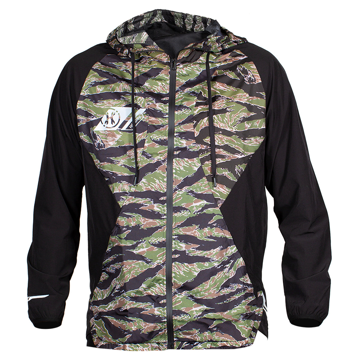 Scout Athletex Training Jacket - Lightweight Water-Resistant Workout Hoodie for Men & Women | Gym, Running & Outdoor Activities | Tiger Camo Design