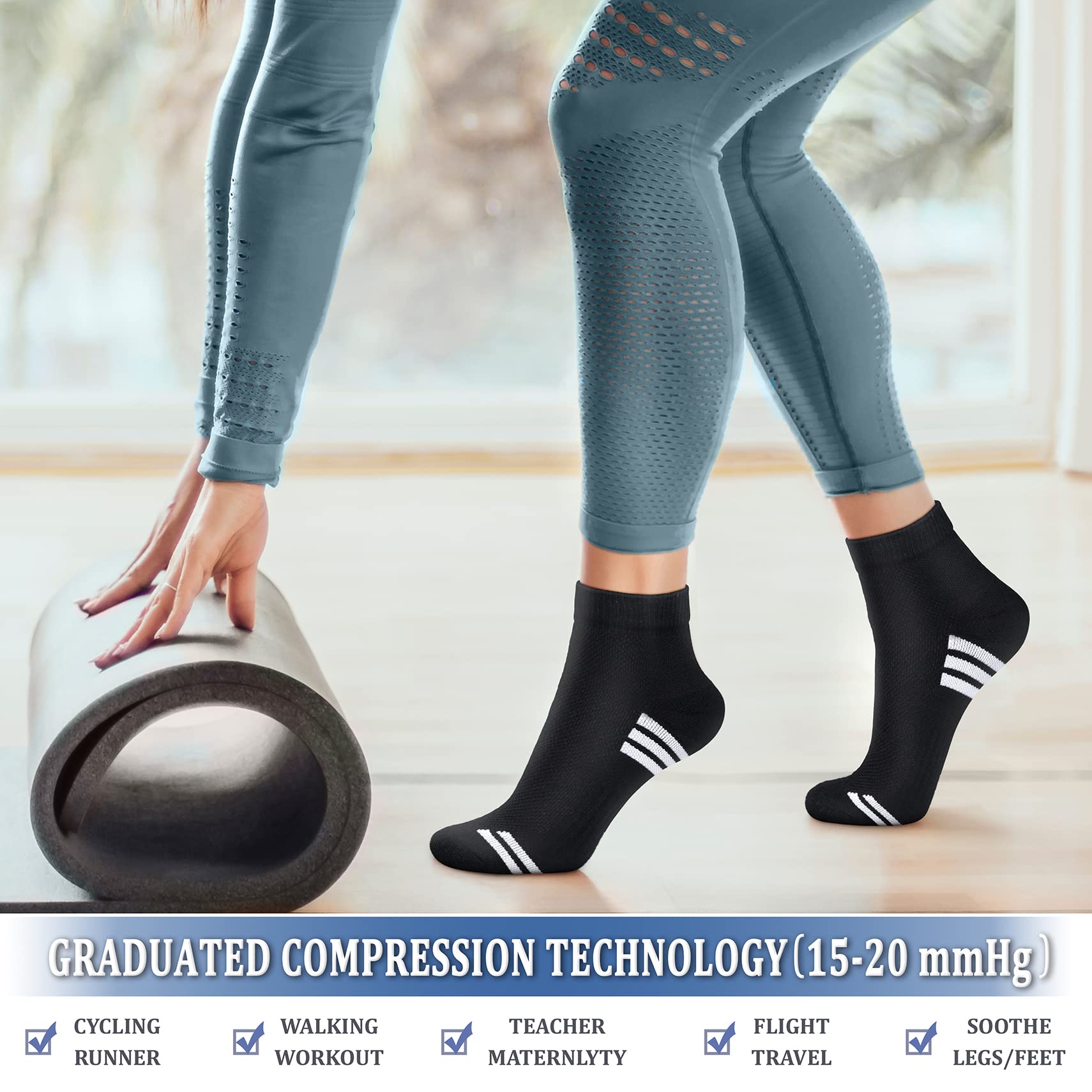 CHARMKING 15-20 mmHg Compression Socks for Women & Men - Best for Running, Cycling, Nursing & Daily Wear - Improve Blood Circulation & Reduce Leg Fatigue (Perfect for Travel, Workouts & Long Shifts)