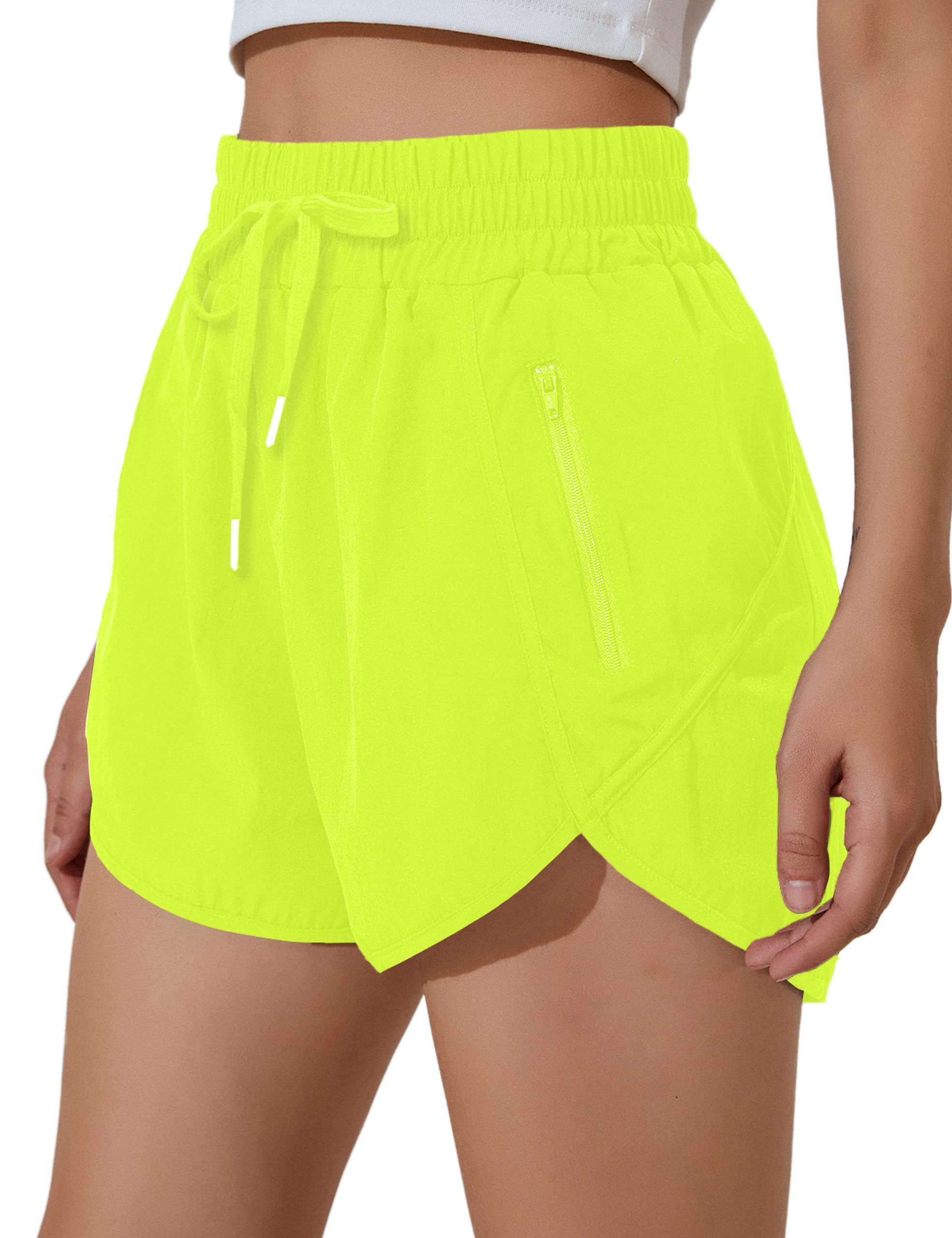 BMJL Women's High Waisted Running Shorts with Pockets - Summer Athletic Workout Shorts with Drawstring for Yoga, Gym & Outdoor Activities