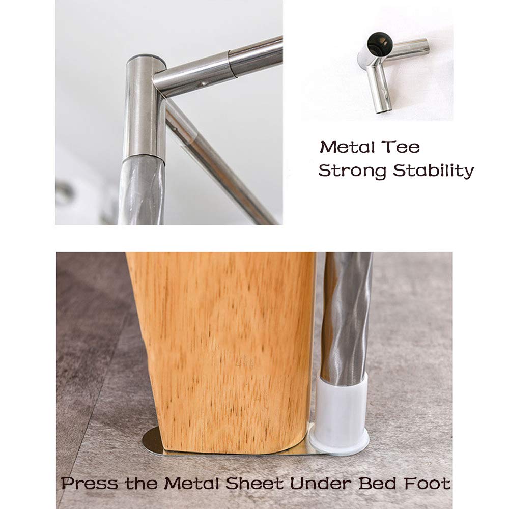 Stainless Steel Mosquito Net Frame for Bed Canopy - 4 Corner Bed Post with Thick Spiral Design & Metal Tee - Fits Single, Double, King Size Beds - Perfect for Outdoor Camping, Home Bedroom, and Travel Protection