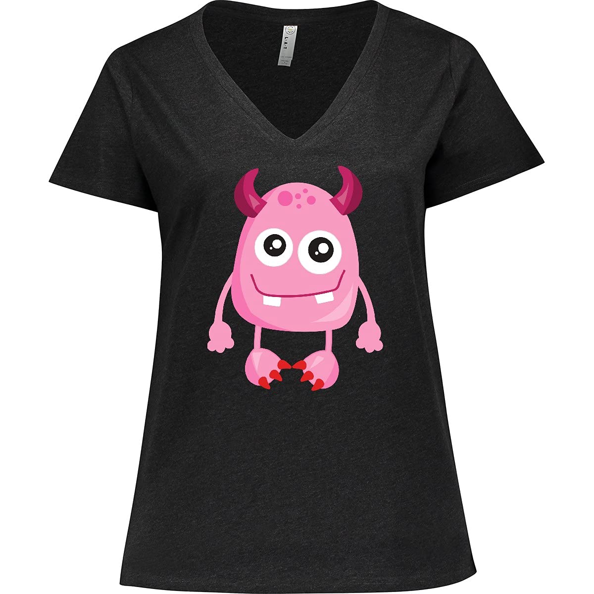 Inktastic Cute Monster Pink Funny Women's Plus Size V-Neck T-Shirt - Perfect for Casual Wear, Halloween Costumes & Gift Ideas