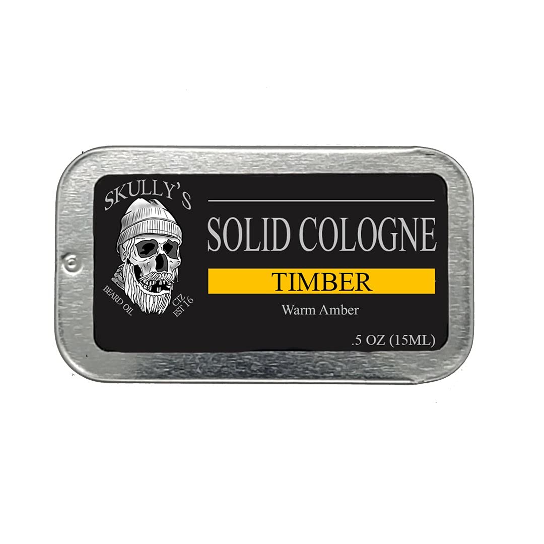 Skullys Beard Oil & Solid Cologne Balm for Men - Warm Amber Fragrance (0.5 oz) | Concentrated Cologne for Beard Care & Grooming | Perfect for Daily Use, Date Nights & Special Occasions