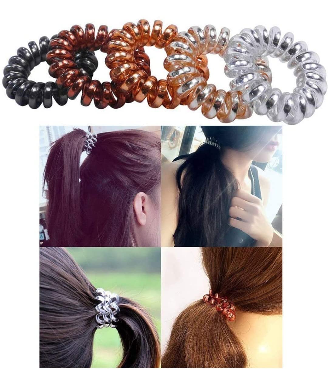 Aashirwad Collection 24-Piece Multicolor Spiral Stretch Ponytail Holders - Soft Elastic Hair Bands for Women & Girls - Perfect for School, Work, Gym & Everyday Hairstyles
