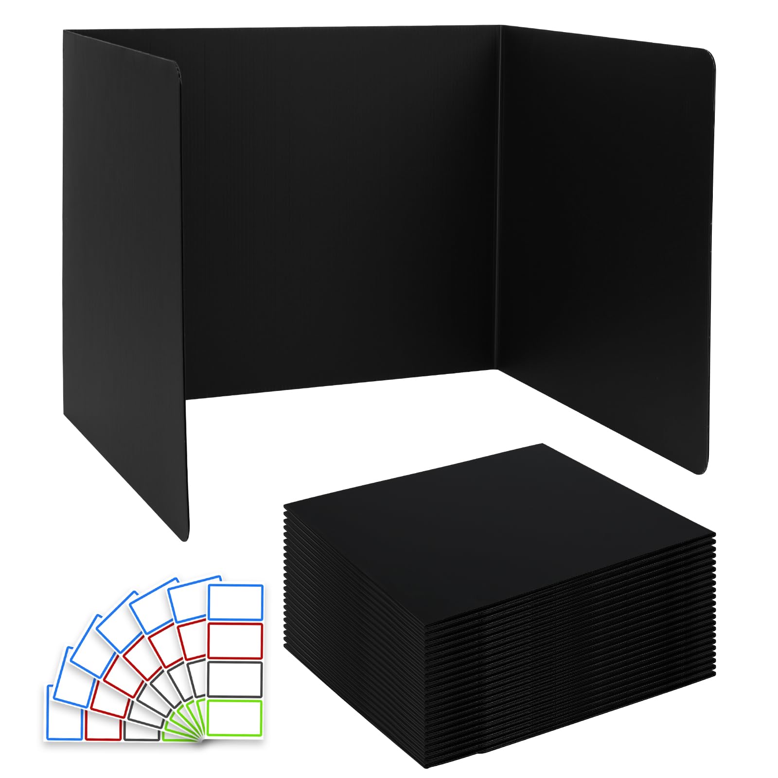 22-Pack Durable & Waterproof Plastic Desk Dividers for Students - Privacy Shields for Classroom & Study, Easy-to-Clean Teacher Supplies (Black) - Perfect for Test Taking, Focus Study & Social Distancing in Schools