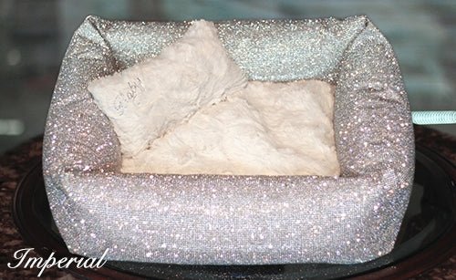 Luxury Crystal Collection Pet Bed - Imperial Silver - Premium Comfort for Small & Large Dogs - Perfect for Home, Office & Travel Use