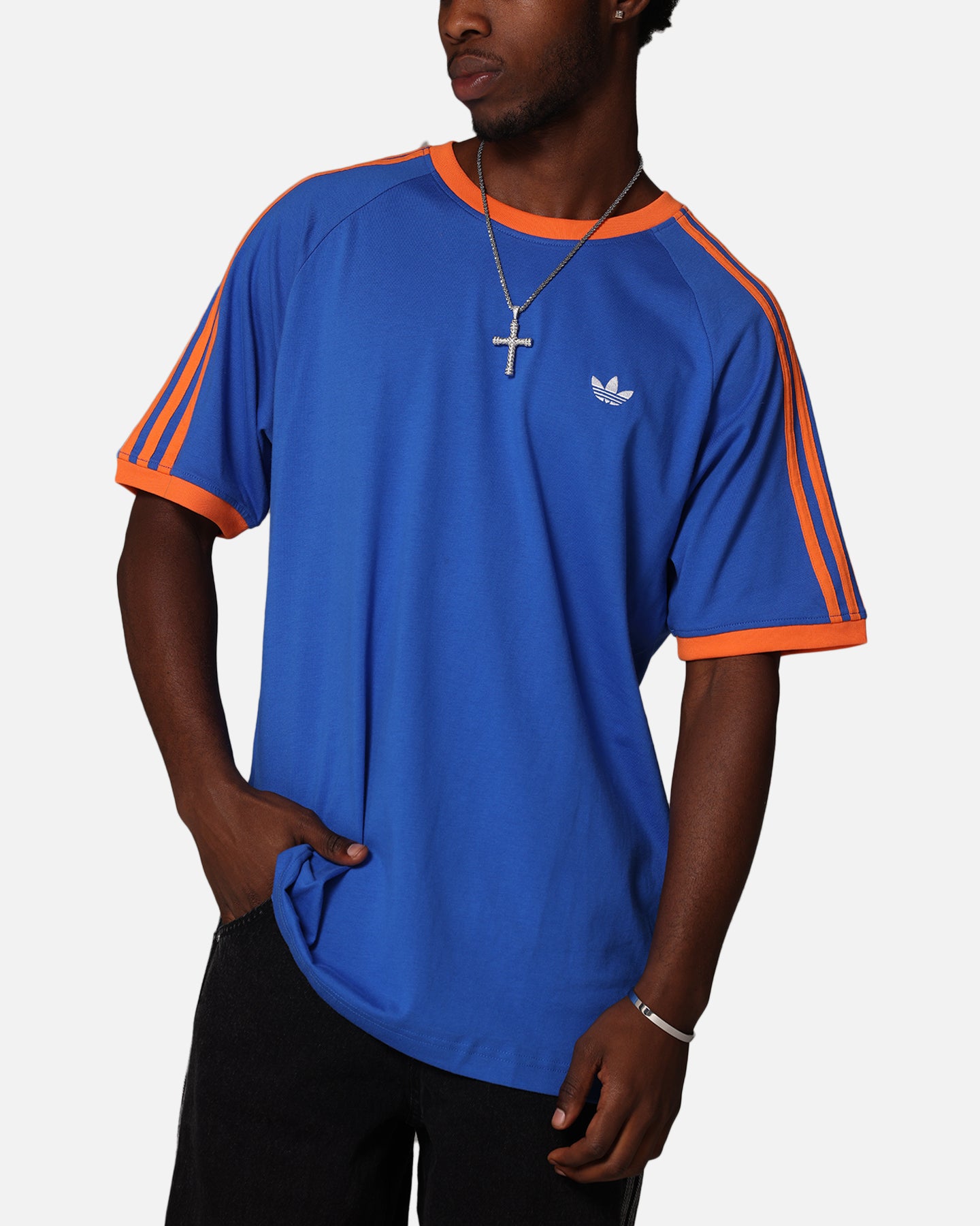 Adidas Monogram Cali T-Shirt for Men - Blue Casual Short Sleeve Tee | Gym, Streetwear & Everyday Wear