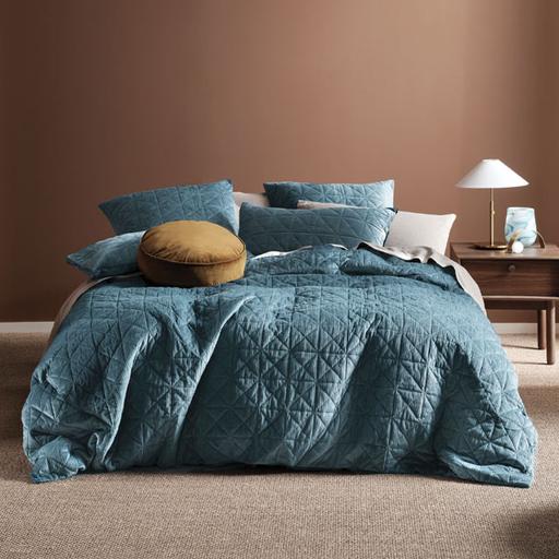 Linen House Heath Quilt Cover Set - Soft Teal Blue Bedding for Queen/King Size - Luxury Bedroom Decor for Cozy Nights & Guest Room Essentials