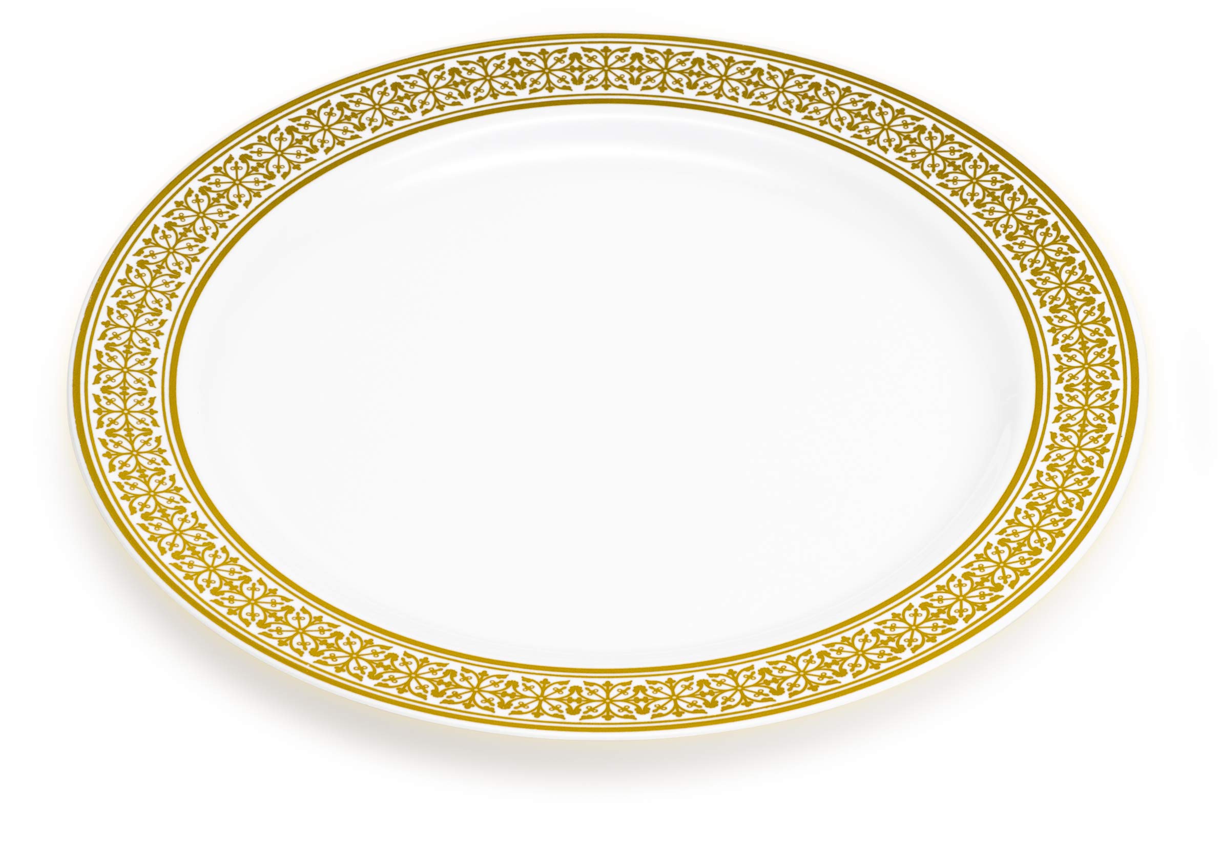 Laura Stein Opulence Series 40-Piece Premium Plastic Dinnerware Set - 20 White & Gold Rim 10.75