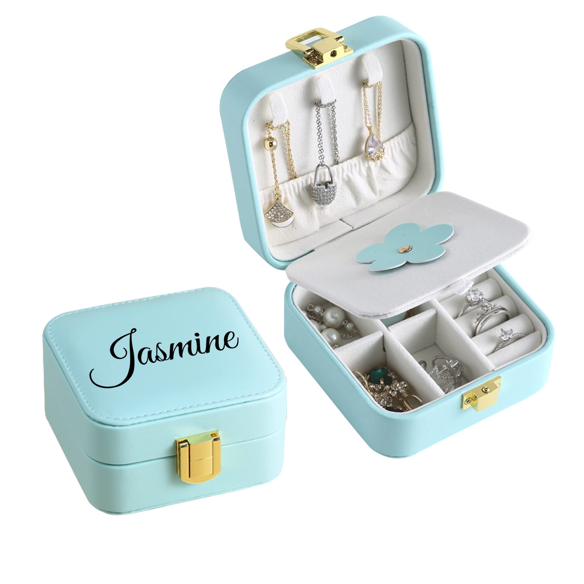 Personalized Jewelry Box for Women - Custom Engraved Small Jewelry Organizer with Mirror | Portable Travel Jewelry Case | Perfect Gift for Rings, Earrings & Necklaces Storage | Great for Travel, Home Decor & Gift Giving