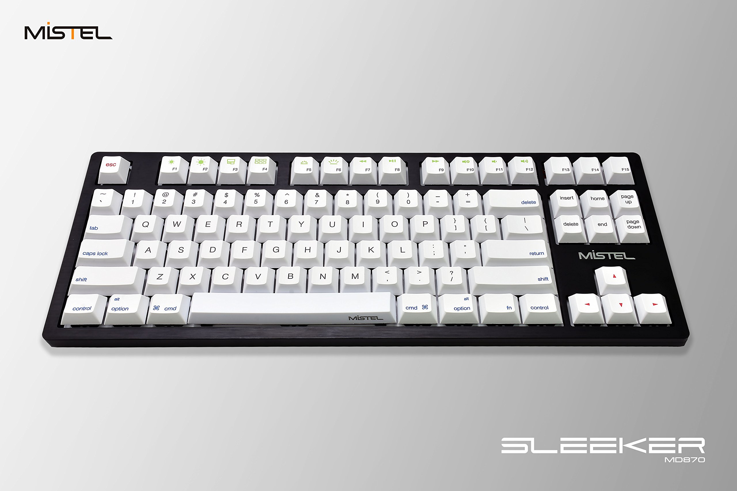 Mistel Sleeker MD870 Tenkeyless Mechanical Keyboard - Cherry MX Red Switches, CNC Aluminum Case, White LED Backlit, PBT Dye-Sub Keycaps for Mac & Windows (ANSI/US Layout) - Perfect for Gaming, Programming & Office Work