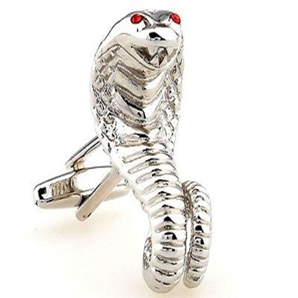 Red Eye King Cobra Snake Animal Cufflinks for Men - Unique Reptile Jewelry Gift for Formal Wear & Business Attire