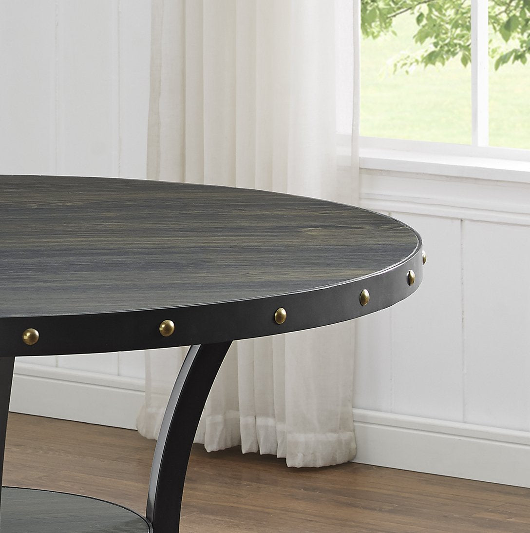 Roundhill Furniture Biony Dining Collection Wood Railhead Dining Table - Espresso Finish - Solid Wood Dining Table for Kitchen, Dining Room & Home Decor