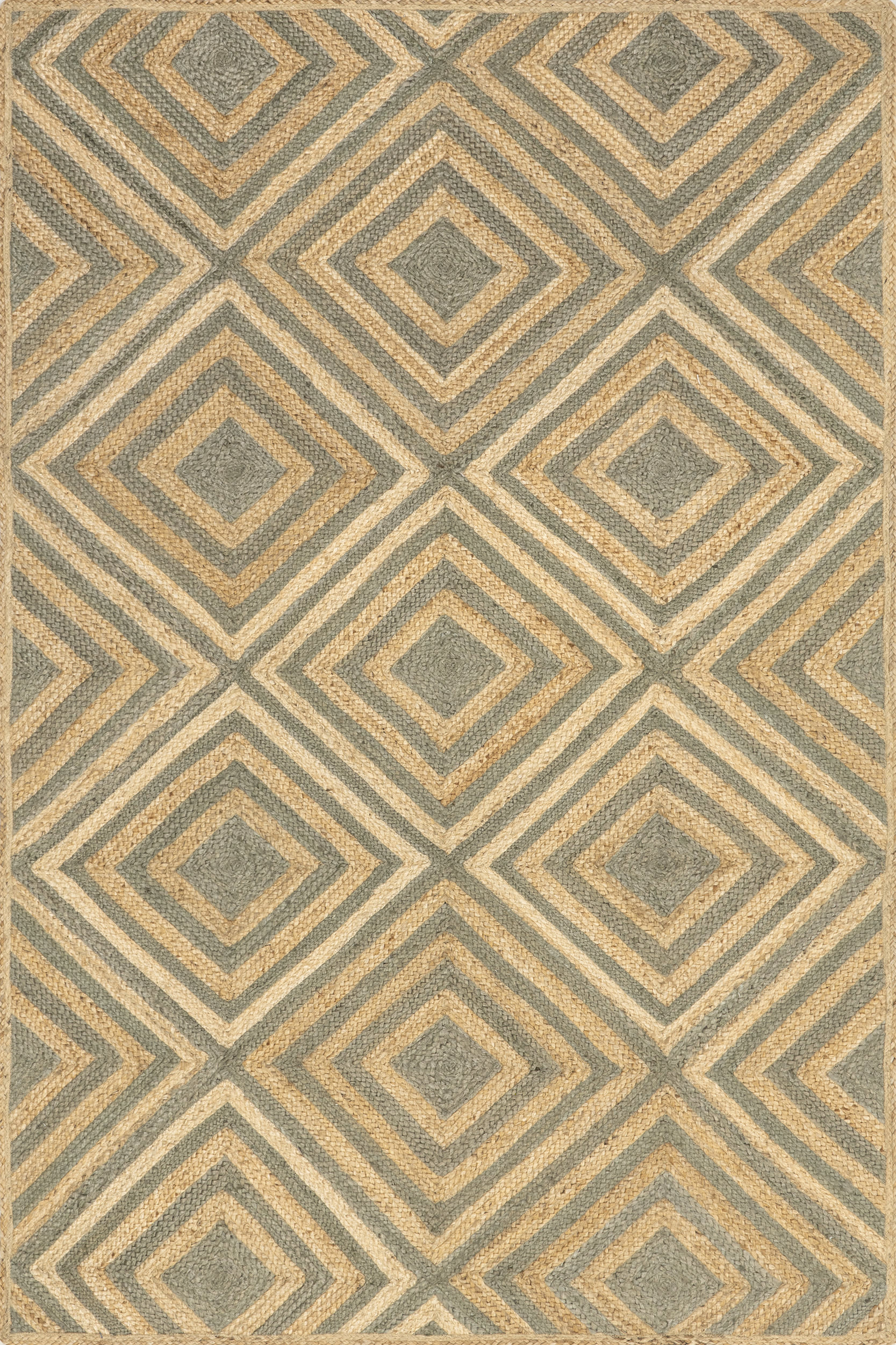 Handwoven Natural Jute Area Rug with Dogwood Tile Pattern - Eco-Friendly Floor Mat for Living Room, Bedroom or Boho Home Decor