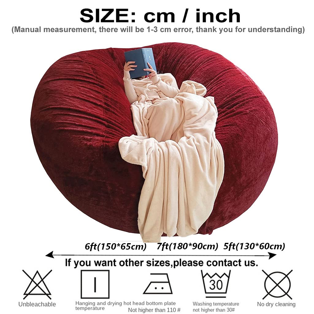Luxury Giant Bean Bag Chair Cover for Adults - No Filler Included, Soft PV Fur Sofa Chair for Indoor & Outdoor Use - Perfect for Home, Garden, Lounge & Living Room Relaxation