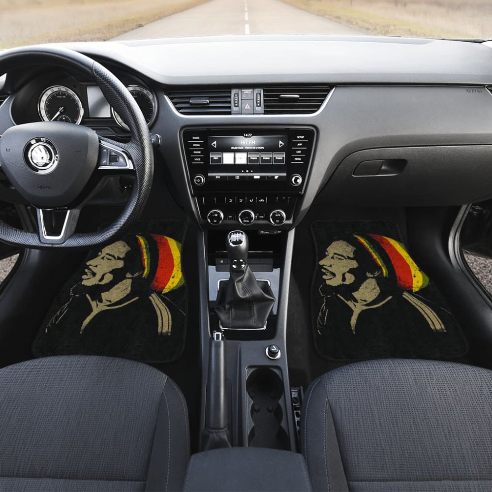 Bob Marley One Love Jamaica Reggae Car Floor Mats Custom 2-Piece Set - Perfect for Music Lovers & Reggae Fans - Great for Cars, Trucks & SUVs