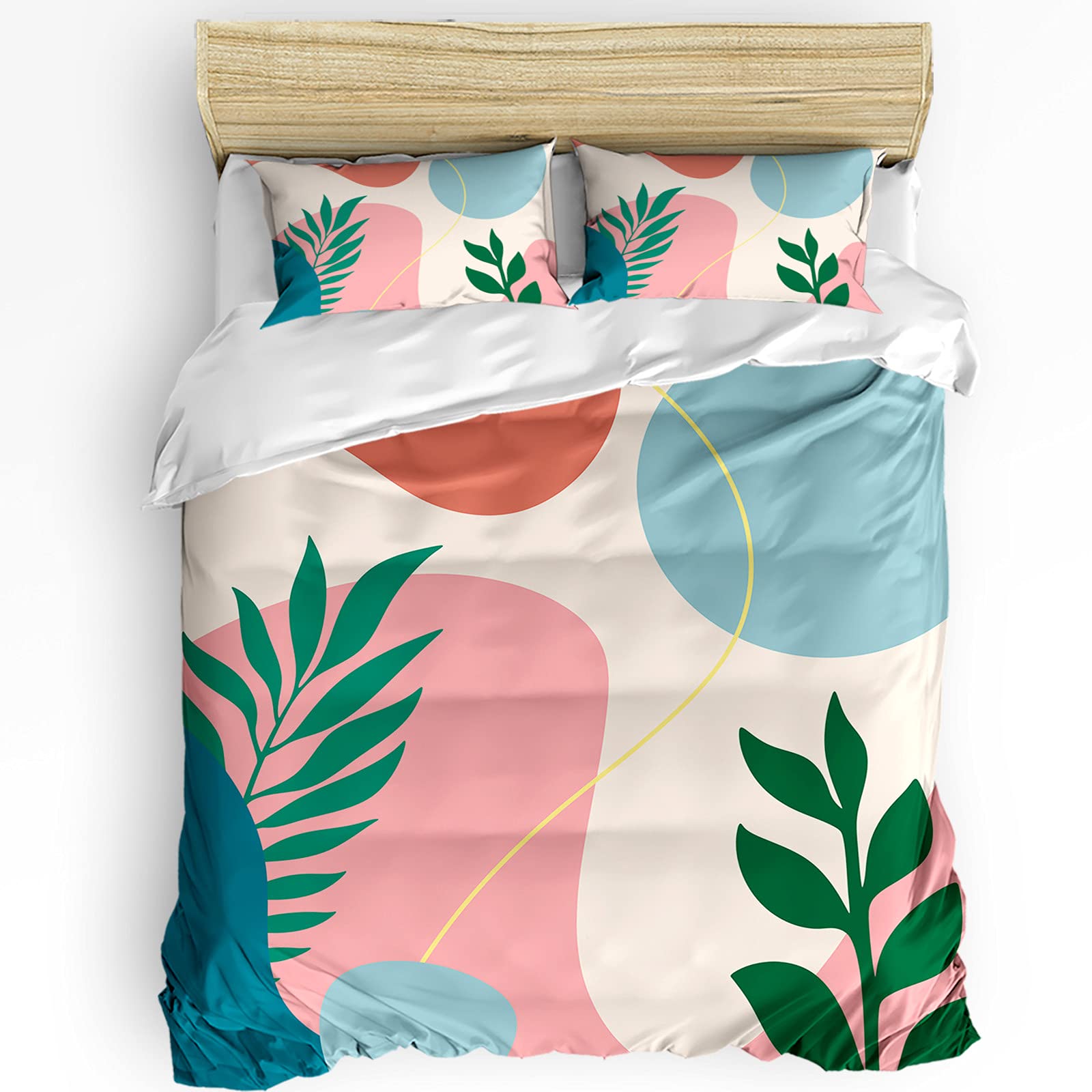 Zadaling 3-Piece Twin Size Duvet Cover Set - Mid Century Printed Comforter Cover with Zipper Closure & Corner Ties, Includes 1 Duvet Cover & 2 Pillow Shams | Perfect for Modern Bedroom Decor, Guest Room & Dorm Essentials