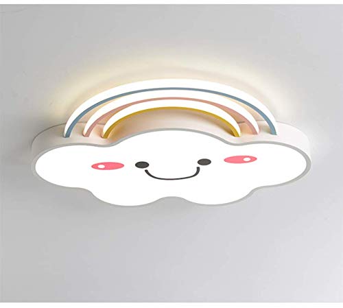 LITFAD Acrylic Rainbow Cloud LED Ceiling Light - Modern Cartoon Smile Face Design, White Light for Kids Bedroom, Girls Room & Study Room - Dimmable Nursery Lighting, Creative Home Decor for Children's Spaces
