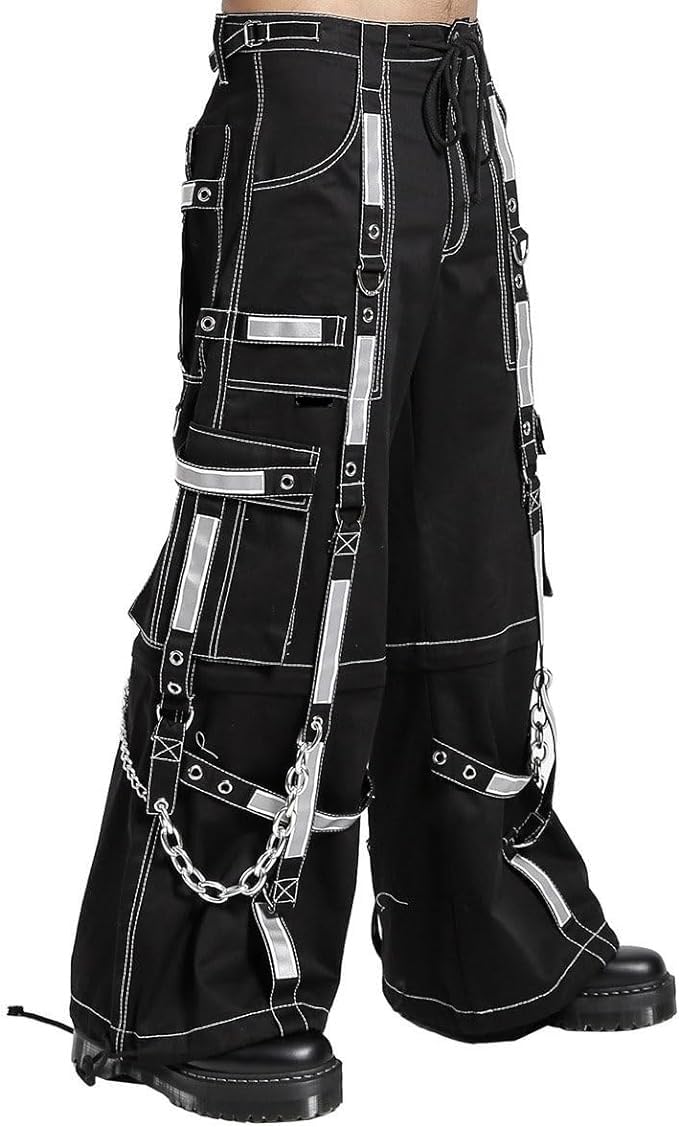Gothic Punk Rock Emo Bondage Pants for Men - Reflective Alternative Trouser Shorts | Perfect for Concerts, Raves & Alternative Fashion