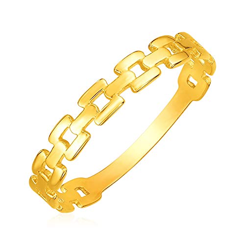 14K Yellow Gold Chain Link Ring for Women - Elegant & Dainty Fine Jewelry - Perfect for Everyday Wear, Gifts & Special Occasions
