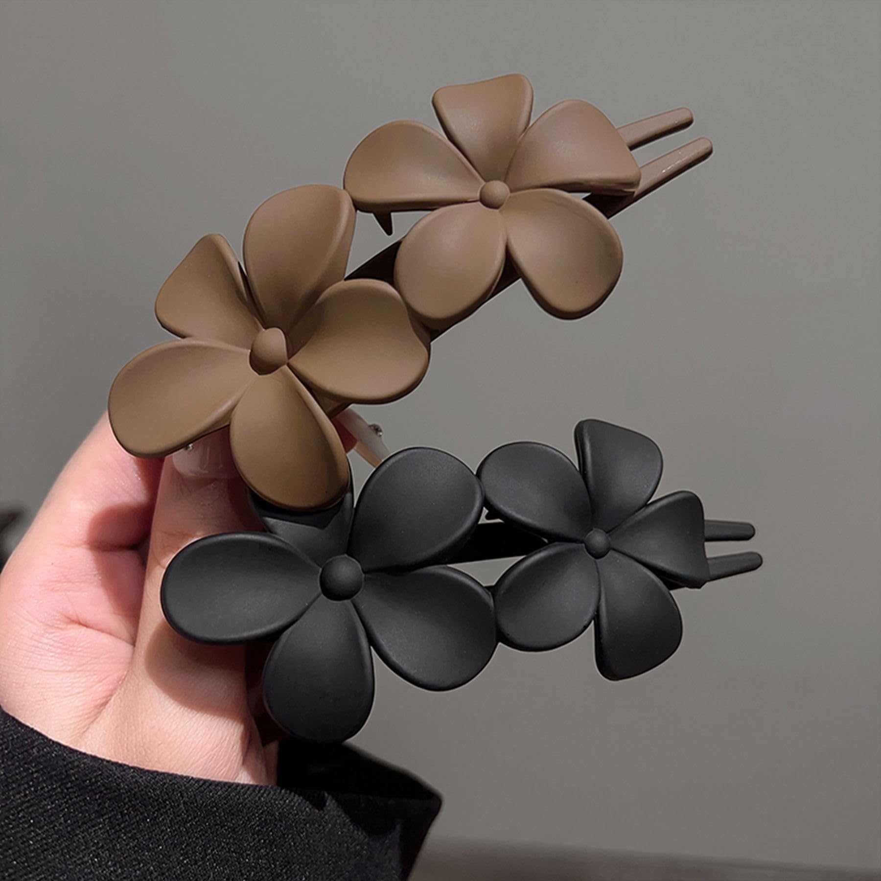 8 Pcs Matte Flat Frangipani Hair Claw Clips - Strong Hold Jaw Clips for Women & Girls with Thin, Thick, Curly or Straight Hair - Tropical Beach Party Hair Accessories - Perfect for Summer, Weddings, Vacations & Everyday Styling