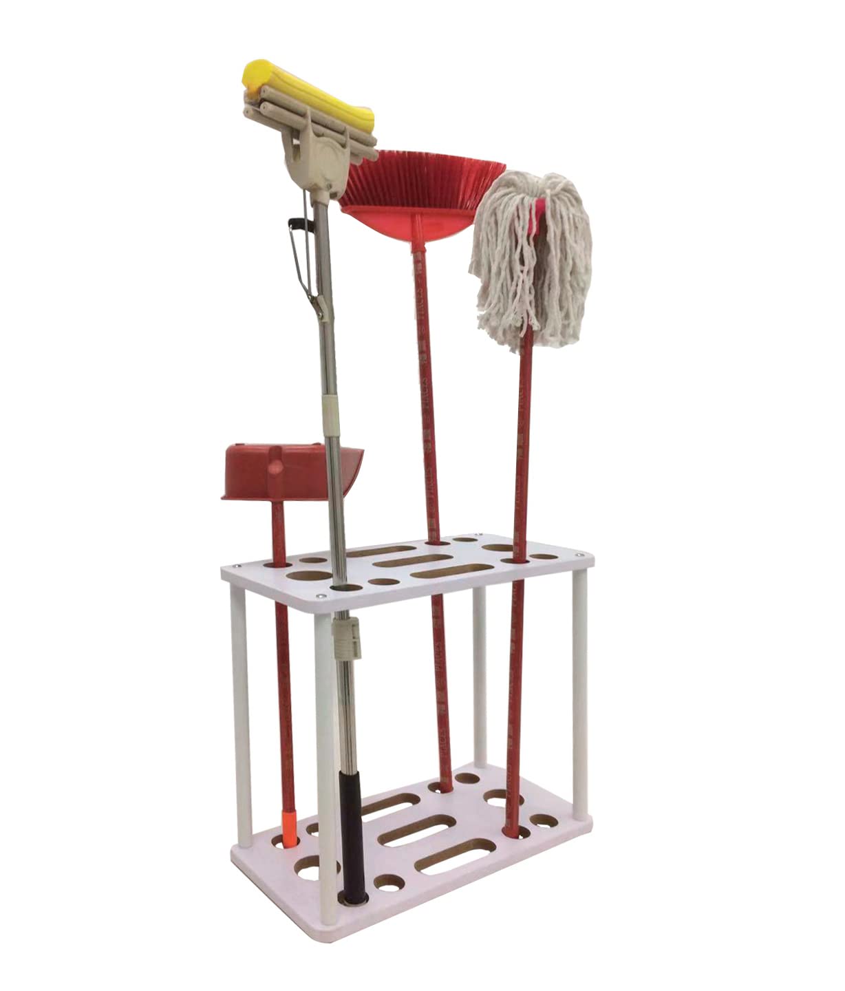 FixtureDisplays® Long Handle Tool Organizer - Heavy Duty Garage & Garden Tool Storage Rack with 10 Slots (Model 10018) - Perfect for Organizing Shovels, Rakes & Outdoor Tools
