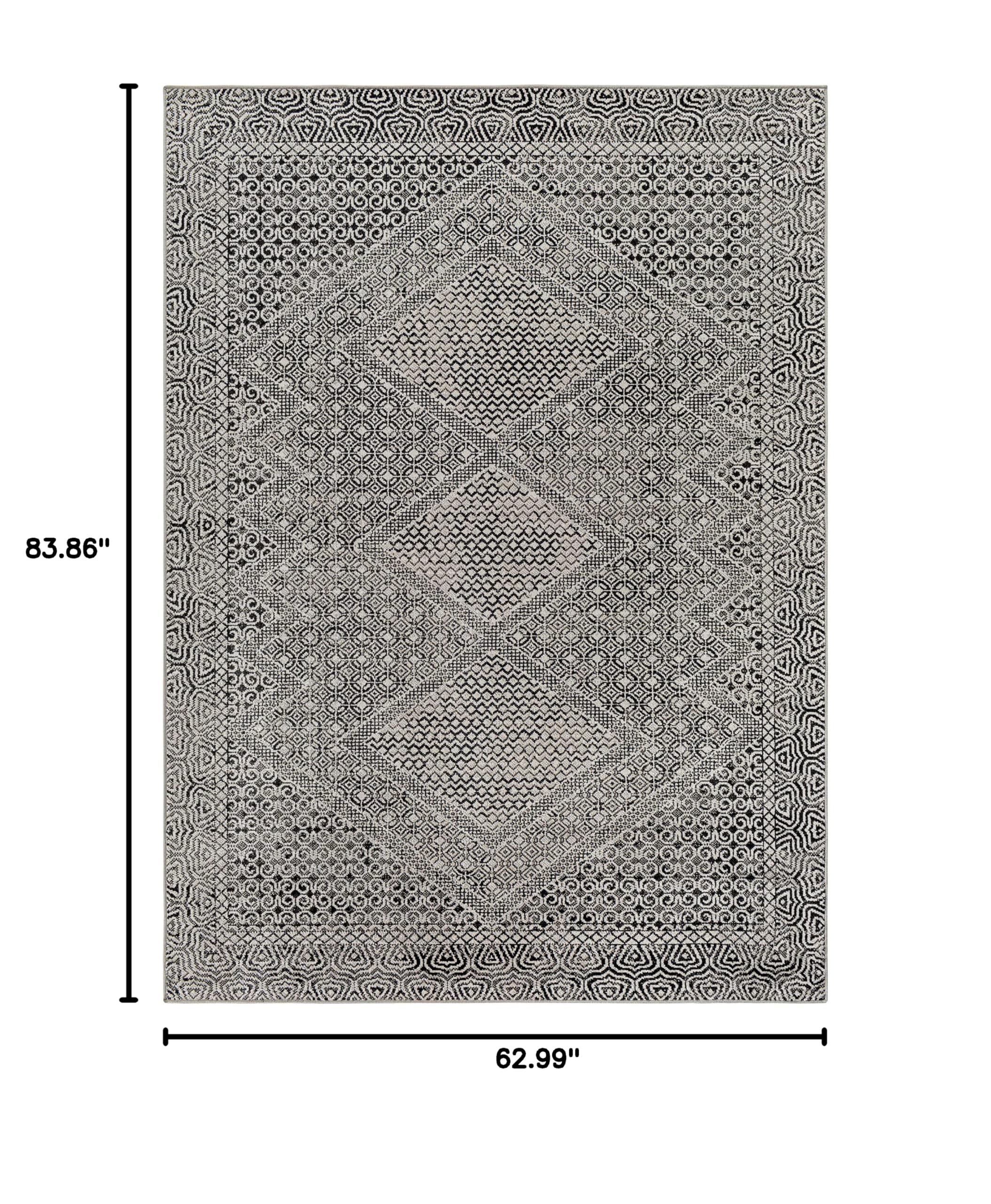 Hauteloom Consuelo Machine Washable Area Rug - Black & Gray - 5'3