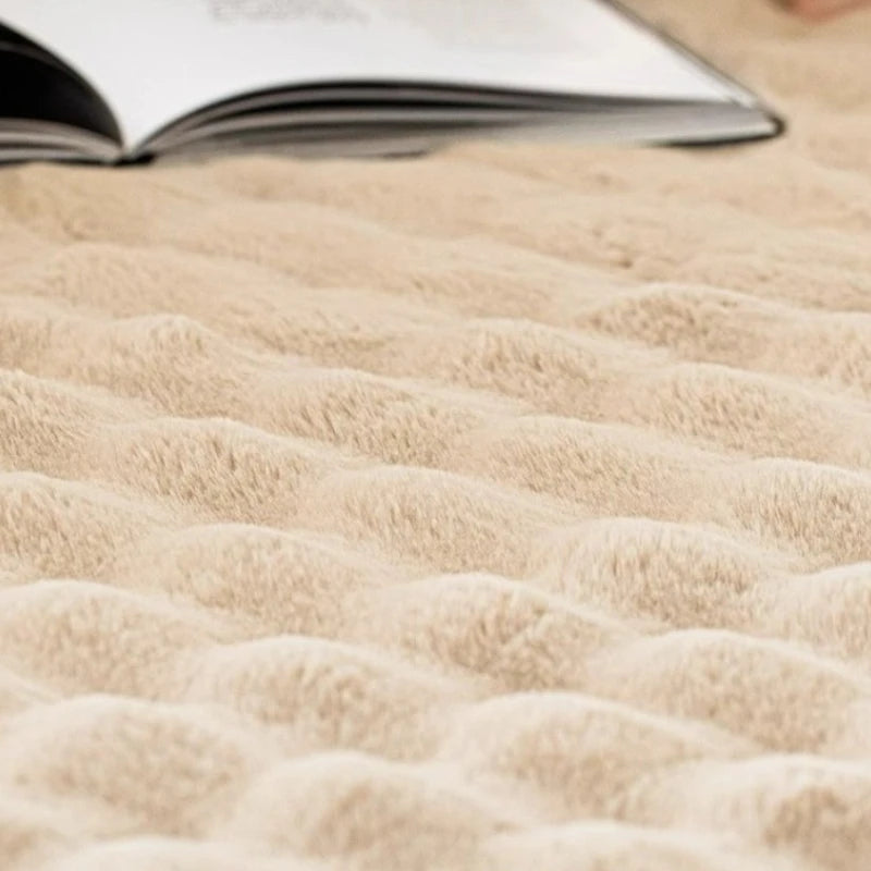 Soft Indie Plush Faux Rabbit Fur Area Rug - Minimalist Home Decor for Living Room, Bedroom & Nursery - Cozy & Stylish Floor Mat for Modern Spaces