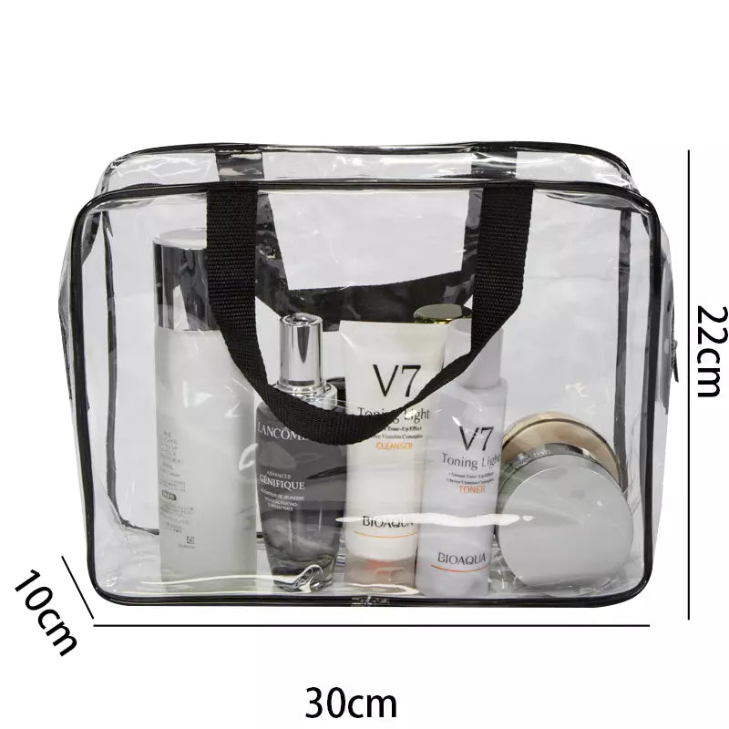 Clear Travel Toiletry Bags Set of 3 - Waterproof Cosmetic Organizer for Women & Men - Perfect for Airplane Carry-on, Gym, Camping Trips