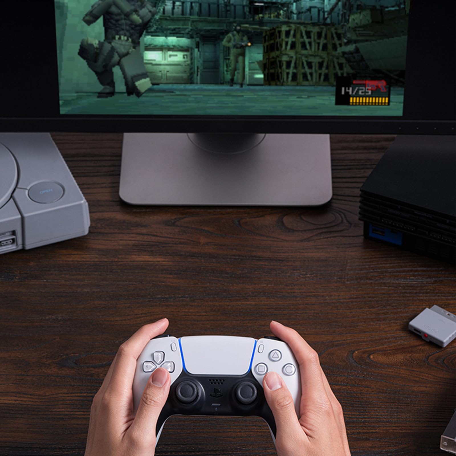 8Bitdo Retro Wireless Controller Adapter Receiver for PS1/PS2/Windows 10/11 - Compatible with PS5/PS4/Xbox Series/Xbox One/Switch Pro Controllers - Perfect for Retro Gaming & PC Gaming Setup