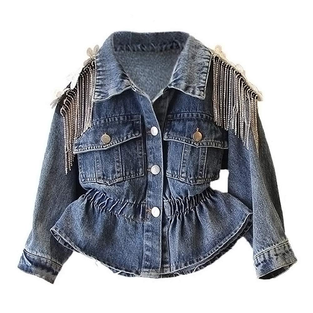 WELAKEN Girls' Sparkly Sleeve Unicorn Denim Jacket for Kids & Toddlers - Cute Spring Outerwear for Playdates, Birthday Parties & School Fashion