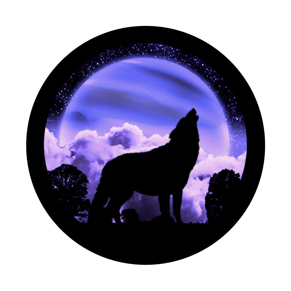 Wolf Phone Pop Socket - Black for Secure Grip & Selfies