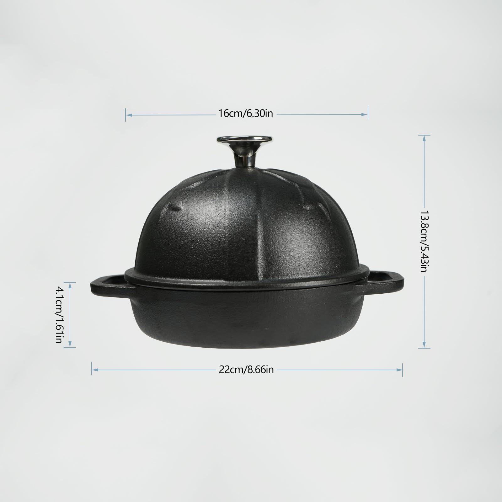 HAWOK Pre-Seasoned Cast Iron Bread Cloche - 6.3 Inch (16cm) Sourdough Baking Pan for Perfect Artisan Bread | Dutch Oven Alternative for Homemade Bread, Pizza & Pastries | Ideal for Baking, Camping & Kitchen Use