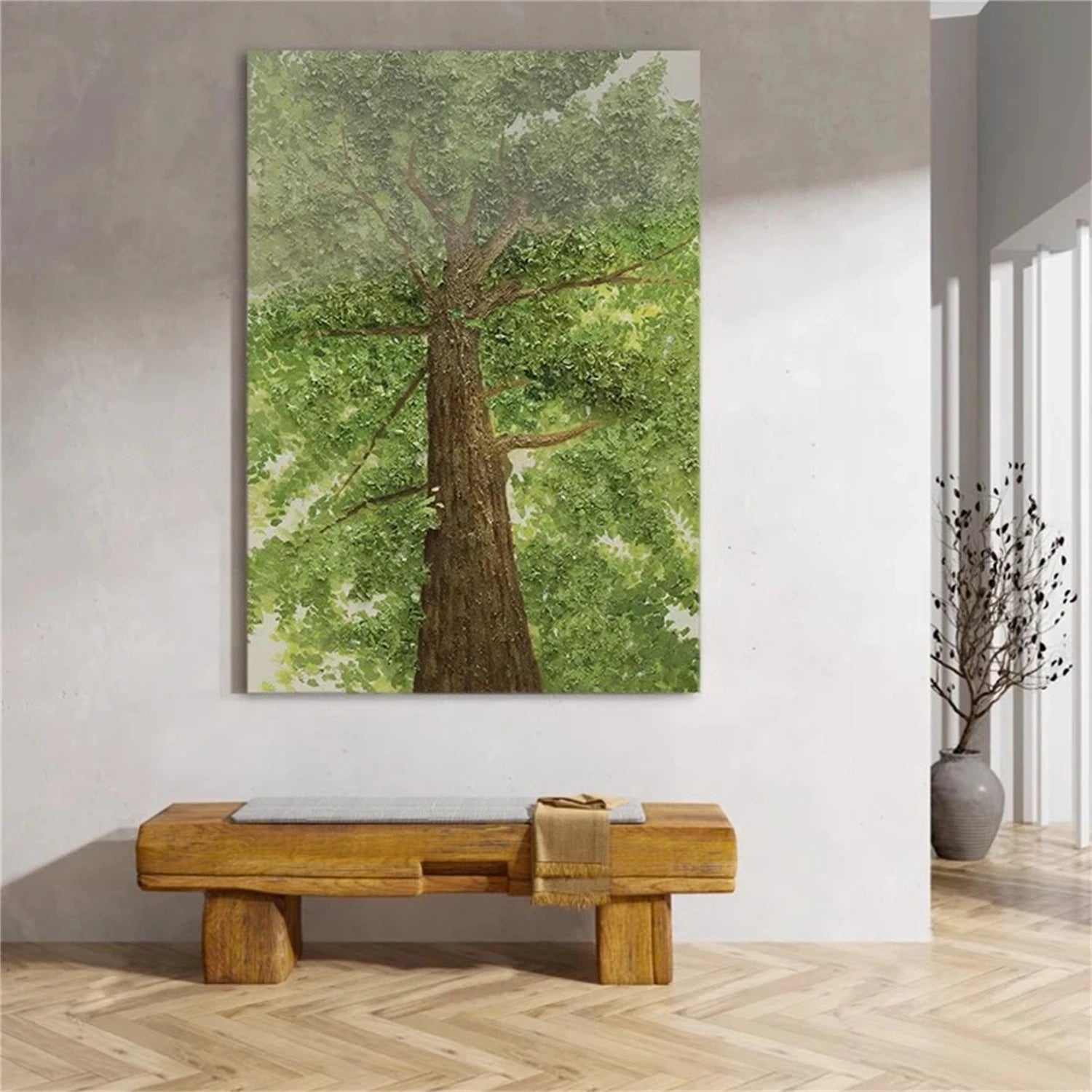 Beautiful Flower and Tree Painting #FT133 - Handmade Canvas Art for Home Decor, Living Room, Bedroom & Office Wall